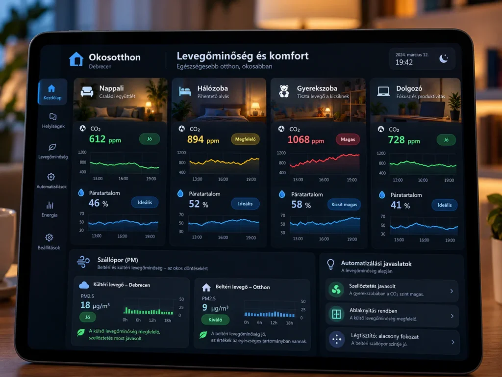 Home Assistant dashboard CO₂- és páratartalom-adatokkal